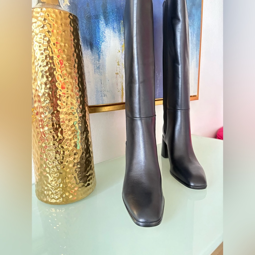 Nordstrom Sleek Black Leather Heeled Boots